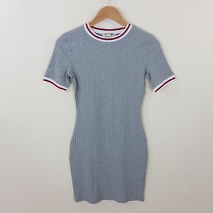 COPY - Ribbed striped trim heather grey bodycon d…